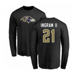 Football Baltimore Ravens #21 Mark Ingram II Black Name & Number Logo Long Sleeve T-Shirt