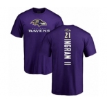 Football Baltimore Ravens #21 Mark Ingram II Purple Backer T-Shirt