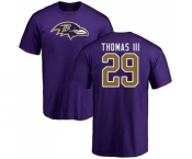 Football Baltimore Ravens #29 Earl Thomas III Purple Name & Number Logo T-Shirt