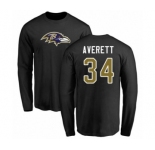 Football Baltimore Ravens #34 Anthony Averett Black Name & Number Logo Long Sleeve T-Shirt