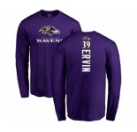 Football Baltimore Ravens #39 Tyler Ervin Purple Backer Long Sleeve T-Shirt