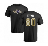 Football Baltimore Ravens #80 Miles Boykin Black Name & Number Logo T-Shirt