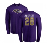 NFL Nike Baltimore Ravens #28 Anthony Averett Purple Name & Number Logo Long Sleeve T-Shirt