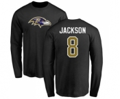 NFL Nike Baltimore Ravens #8 Lamar Jackson Black Name & Number Logo Long Sleeve T-Shirt