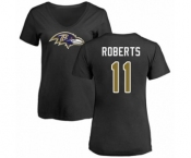 Football Women's Baltimore Ravens #11 Seth Roberts Black Name & Number Logo T-Shirt