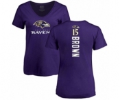Football Women's Baltimore Ravens #15 Marquise Brown Purple Backer T-Shirt