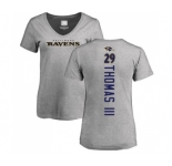 Football Women's Baltimore Ravens #29 Earl Thomas III Ash Backer V-Neck T-Shirt