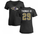 Football Women's Baltimore Ravens #29 Earl Thomas III Black Name & Number Logo T-Shirt
