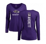 Football Women's Baltimore Ravens #34 Anthony Averett Purple Backer Long Sleeve T-Shirt