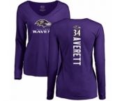 Football Women's Baltimore Ravens #34 Anthony Averett Purple Backer Long Sleeve T-Shirt