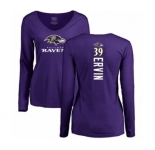 Football Women's Baltimore Ravens #39 Tyler Ervin Purple Backer Long Sleeve T-Shirt