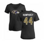 Football Women's Baltimore Ravens #44 Marlon Humphrey Black Name & Number Logo T-Shirt