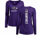 Football Women's Baltimore Ravens #44 Marlon Humphrey Purple Backer Long Sleeve T-Shirt