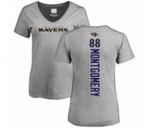 NFL Women's Nike Baltimore Ravens #88 Ty Montgomery Ash Backer V-Neck T-Shirt