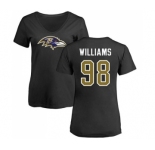 NFL Women's Nike Baltimore Ravens #98 Brandon Williams Black Name & Number Logo T-Shirt