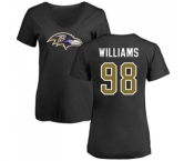 NFL Women's Nike Baltimore Ravens #98 Brandon Williams Black Name & Number Logo T-Shirt