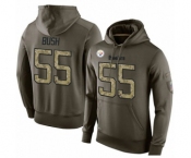 Football Men's Pittsburgh Steelers #55 Devin Bush Green Salute To Service Pullover Hoodie