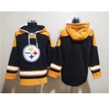 Men's Pittsburgh Steelers Bank Black Ageless Must-Have Lace-Up Pullover Hoodie