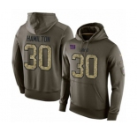 Football Men's New York Giants #30 Antonio Hamilton Green Salute To Service Pullover Hoodie