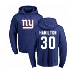Football New York Giants #30 Antonio Hamilton Royal Blue Name & Number Logo Pullover Hoodie