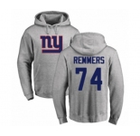 Football New York Giants #74 Mike Remmers Ash Name & Number Logo Pullover Hoodie