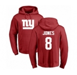Football New York Giants #8 Daniel Jones Red Name & Number Logo Pullover Hoodie