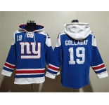 Men's New York Giants #19 Kenny Golladay Blue Lace-Up Pullover Hoodie