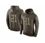 NFL Men's Nike New York Giants #21 Landon Collins Stitched Green Olive Salute To Service KO Performance Hoodie