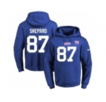 Nike New York Giants #87 Sterling Shepard Royal Blue Name & Number Pullover NFL Hoodie