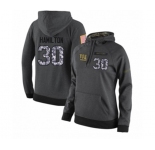 Football Women's New York Giants #30 Antonio Hamilton Stitched Black Anthracite Salute to Service Player Performance Hoodie