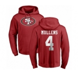 NFL Nike San Francisco 49ers #4 Nick Mullens Red Name & Number Logo Pullover Hoodie