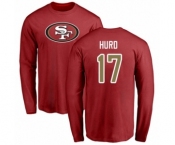 Football San Francisco 49ers #17 Jalen Hurd Red Name & Number Logo Long Sleeve T-Shirt