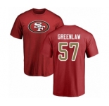 Football San Francisco 49ers #57 Dre Greenlaw Red Name & Number Logo T-Shirt