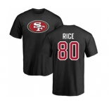 Football San Francisco 49ers #80 Jerry Rice Black Name & Number Logo T-Shirt
