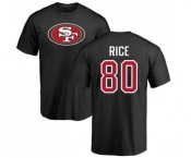 Football San Francisco 49ers #80 Jerry Rice Black Name & Number Logo T-Shirt