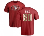 Football San Francisco 49ers #80 Jerry Rice Red Name & Number Logo T-Shirt