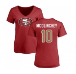 Football Women's San Francisco 49ers #10 Jimmy Garoppolo Red Name & Number Logo T-Shirt