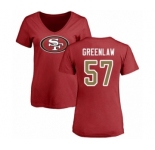 Football Women's San Francisco 49ers #57 Dre Greenlaw Red Name & Number Logo T-Shirt