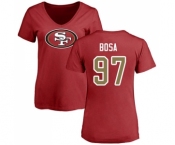Football Women's San Francisco 49ers #97 Nick Bosa Red Name & Number Logo T-Shirt