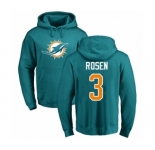 Football Miami Dolphins #3 Josh Rosen Aqua Green Name & Number Logo Pullover Hoodie