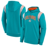 Men's Miami Dolphins Aqua Sideline Stack Performance Pullover Hoodie