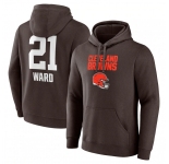 Men's Cleveland Browns #21 Denzel Ward Brown Team Wordmark Player Name & Number Pullover Hoodie