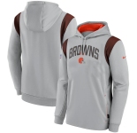 Men's Cleveland Browns Gray Sideline Stack Performance Pullover Hoodie