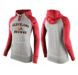 Women Nike Cleveland Browns Performance Hoodie Grey & Red_2