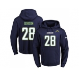 Nike San Diego Chargers #28 Melvin Gordon Navy Blue Name & Number Pullover NFL Hoodie