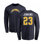 NFL Nike Los Angeles Chargers #23 Rayshawn Jenkins Navy Blue Name & Number Logo Long Sleeve T-Shirt