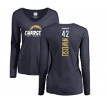 NFL Women's Nike Los Angeles Chargers #42 Uchenna Nwosu Navy Blue Backer Long Sleeve T-Shirt