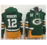 Nike Green Bay Packers #12 Aaron Rodgers Green Gold Name & Number Pullover NFL Hoodie