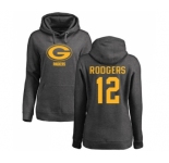 Football Women's Green Bay Packers #12 Aaron Rodgers Ash One Color Pullover Hoodie