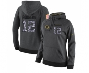 Football Women's Green Bay Packers #12 Aaron Rodgers Stitched Black Anthracite Salute to Service Player Performance Hoodie